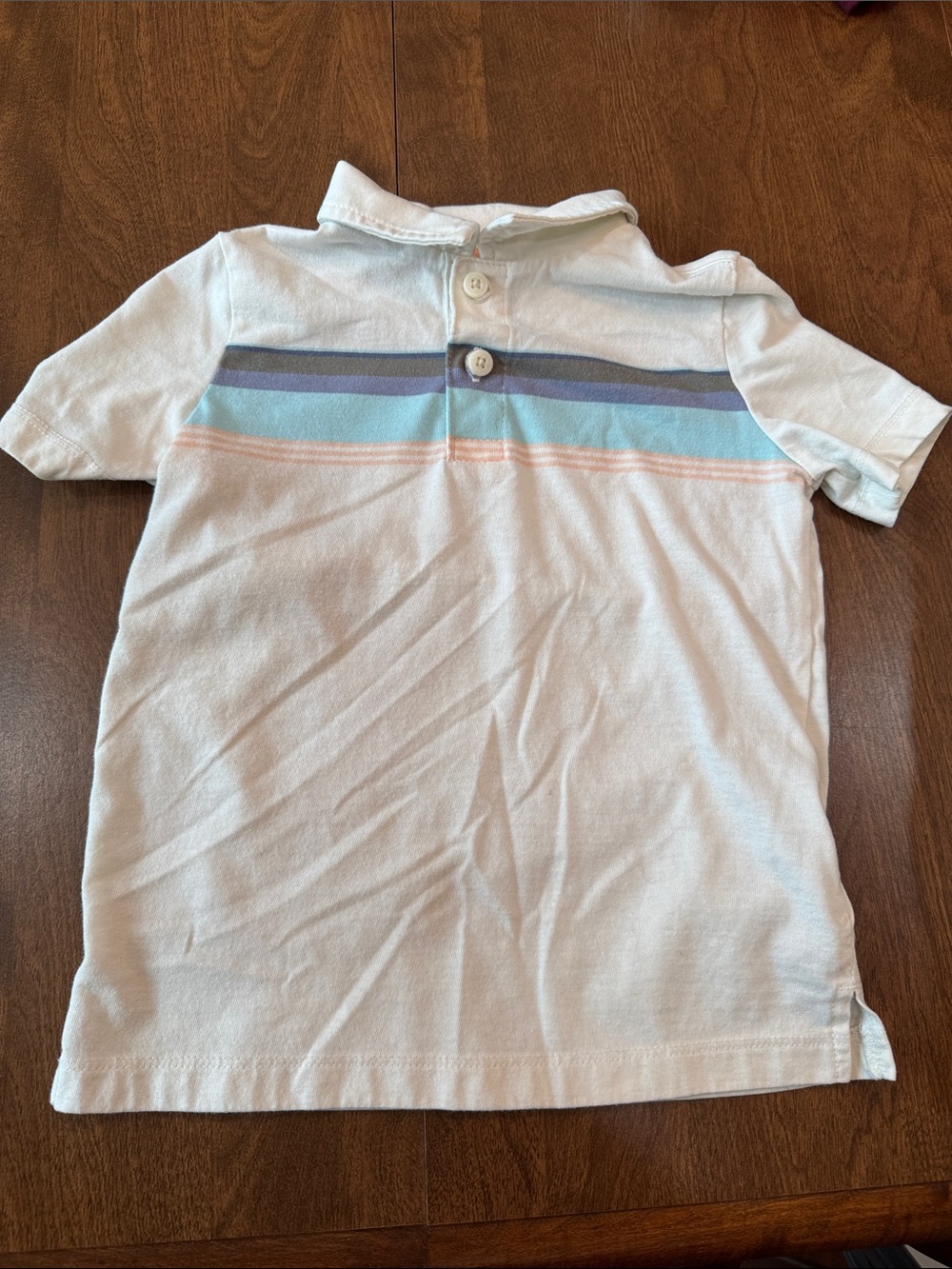 OshKosh B'gosh White Polo with Blue and Pink Stripe Chest